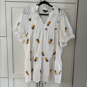 Smashed Lemon White Pineapple Print Women's Tunic